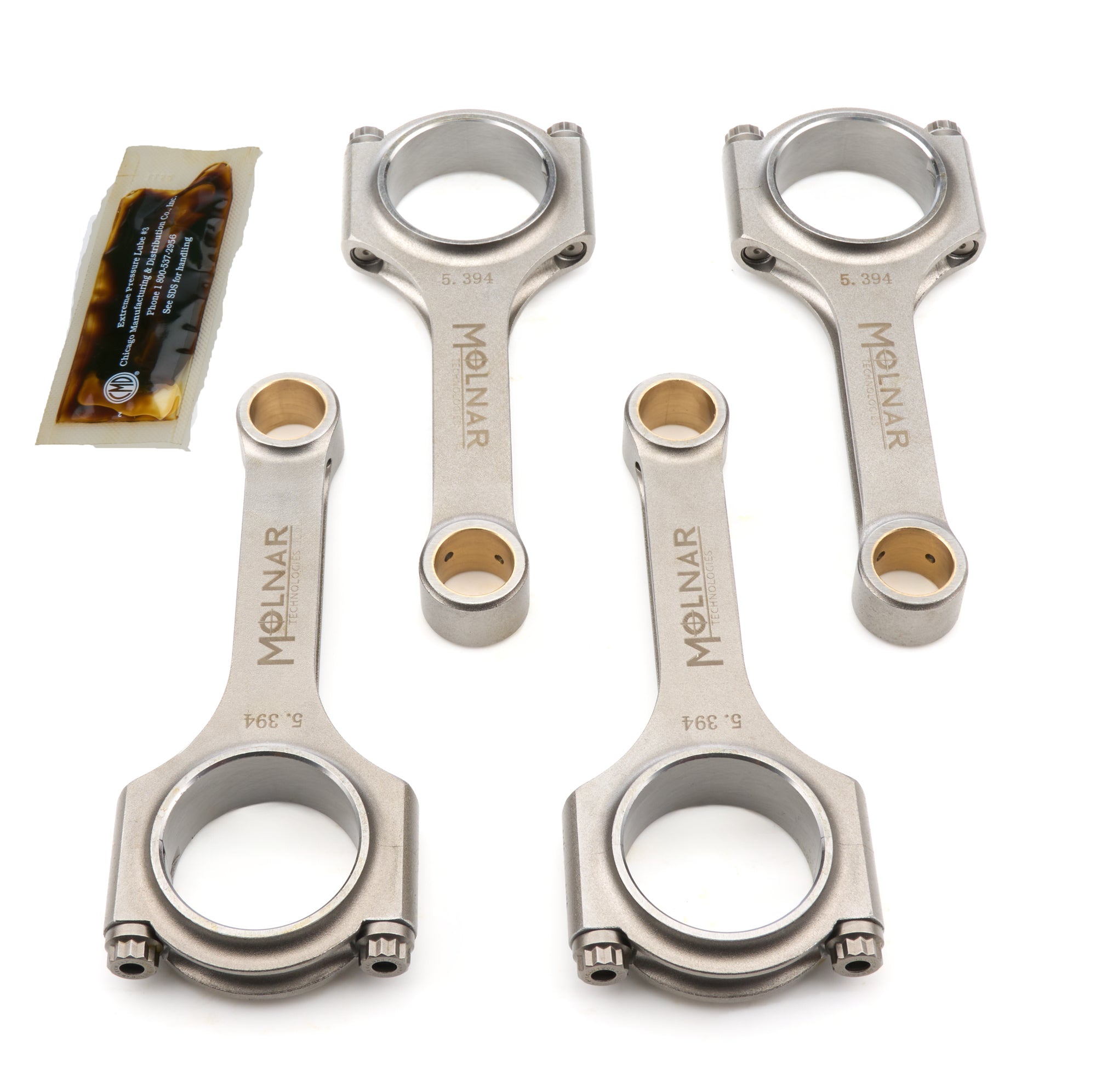 Molnar Technologies HH5394CEB4-A H Beam Connecting Rod Set for Honda B-Series Engines, 5.394 Inches Length, Billet Steel with ARP2000 Bolts