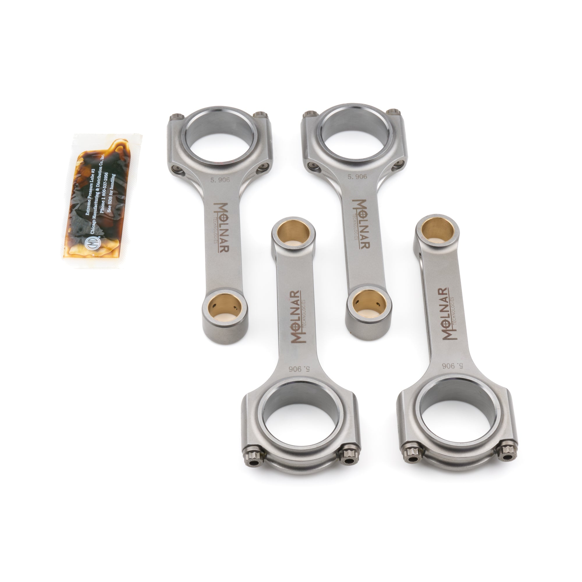 Molnar Technologies MH5906CFB-T4-A H-Beam Connecting Rod Set for Mitsubishi 4G63, 5.906 Inch Length, Billet Steel