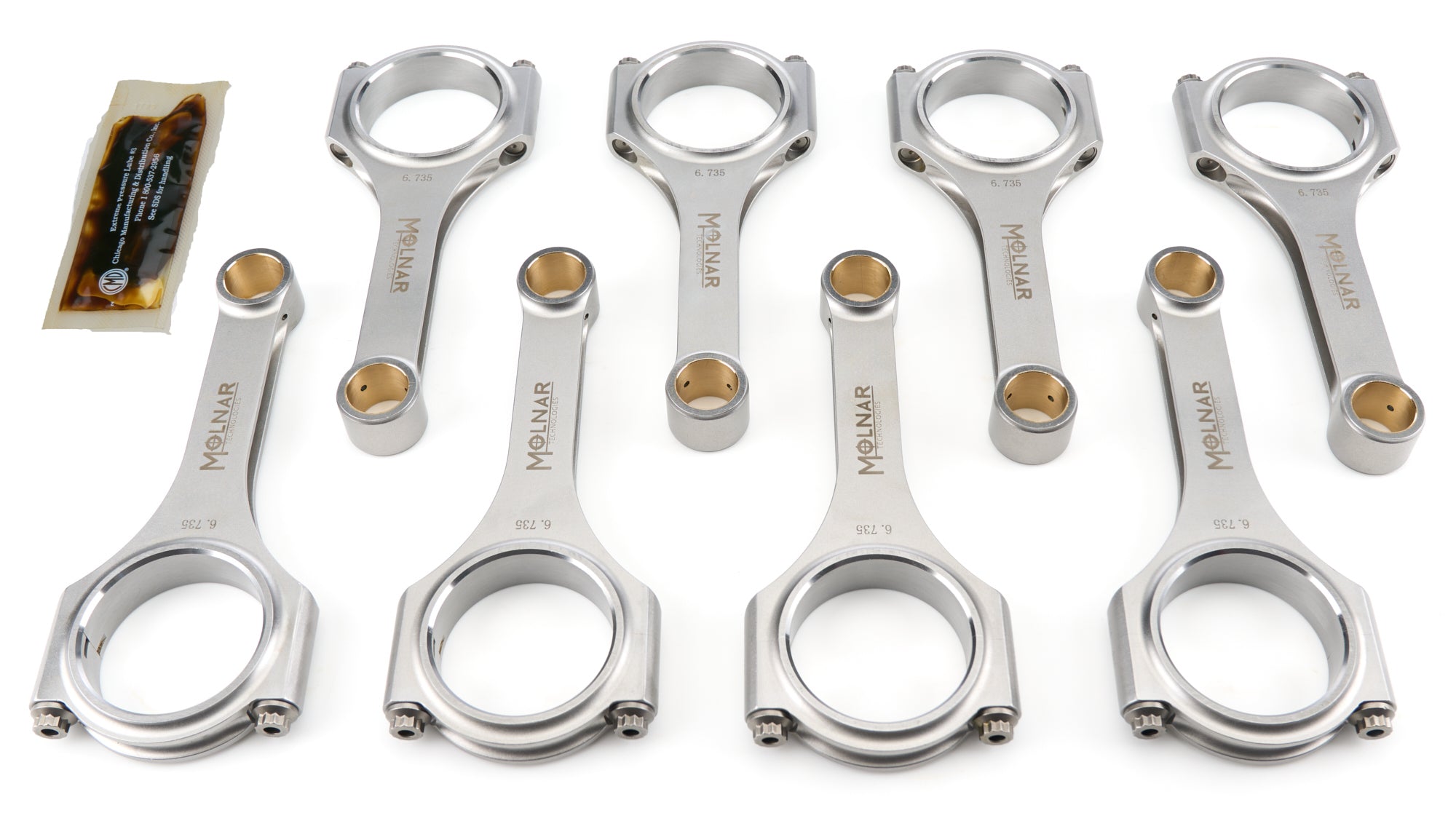 Molnar Technologies OH6735ZRB8-A H-Beam Connecting Rod Set for Oldsmobile V8 6.735 Inch Length