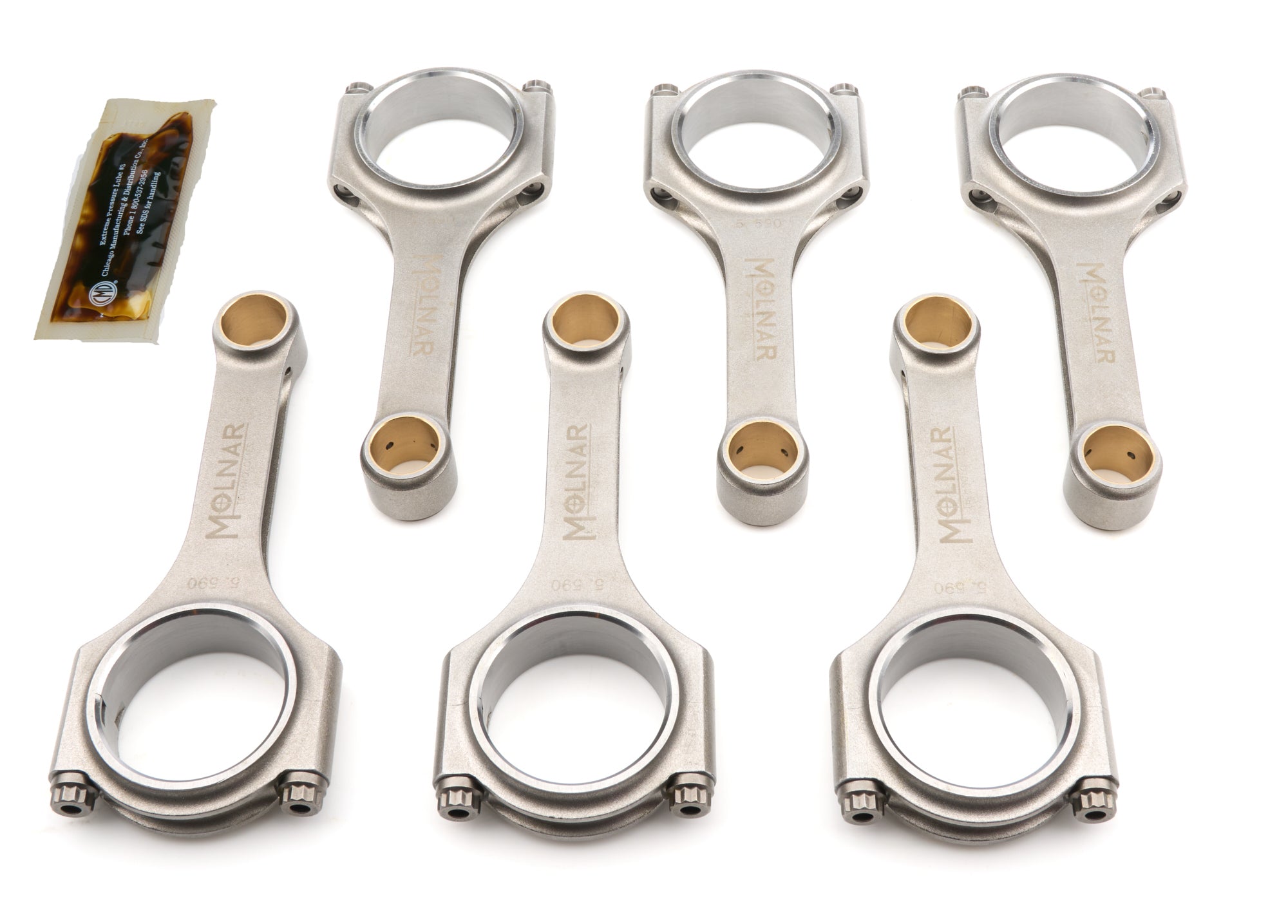 Molnar Technologies TH5590MFB6-A H-Beam Connecting Rod Set for Toyota 2JZ-GTE, 5.590 Inch Length, Billet Steel