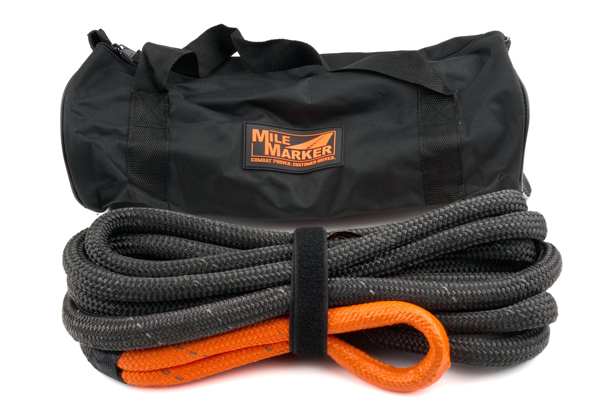 Mile Marker 18-52058-20-CBK Kinetic Tow Rope Kit, 5/8 Inch Diameter, 20 Feet Long, 14,000 Pound Break Strength, Nylon Material, Black and Orange