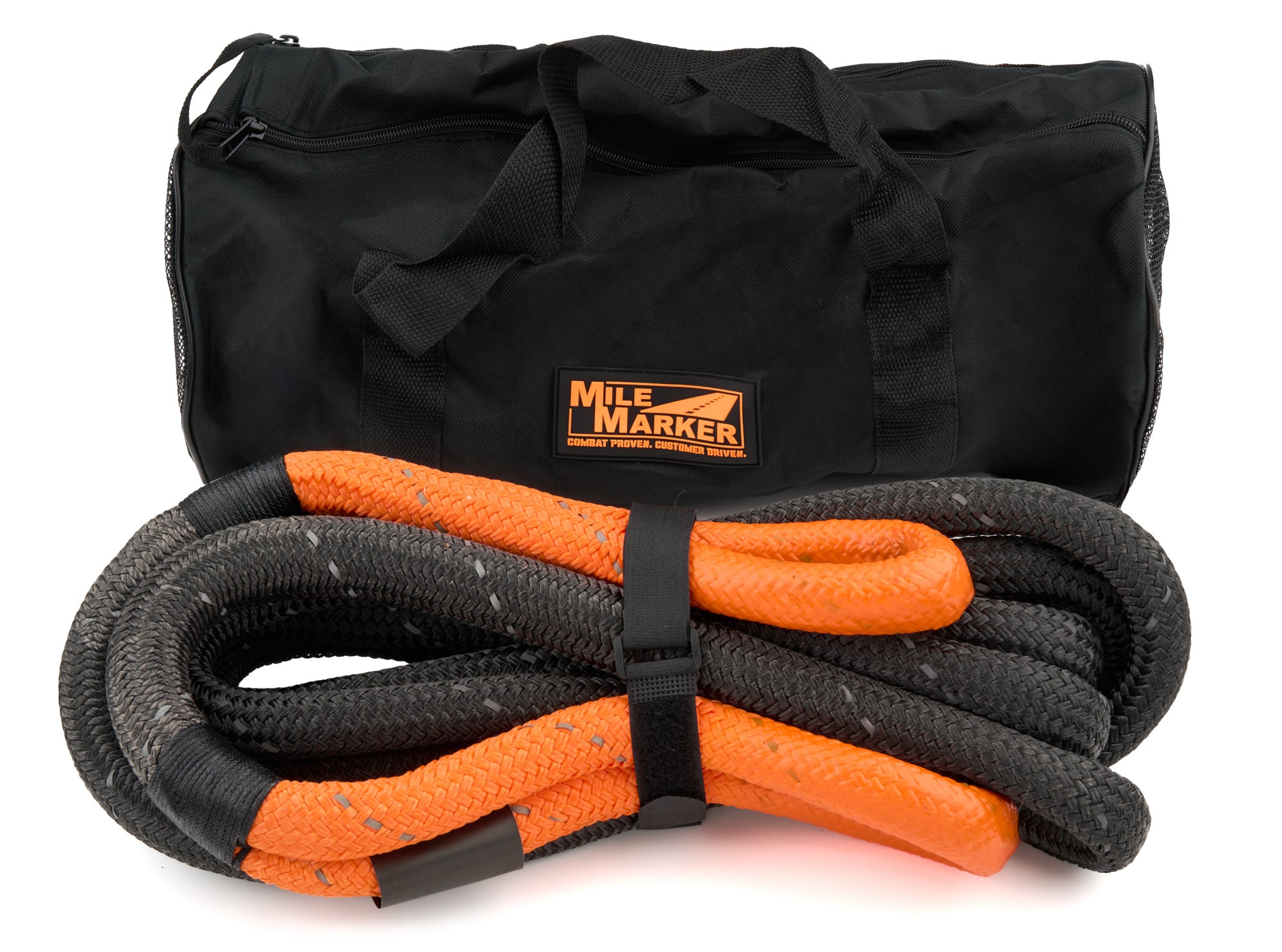 Mile Marker 18-52078-20-CBK Kinetic Tow Rope Kit, 7/8 Inch Diameter, 20 Feet Length, 28,600 lb Break Strength, Nylon, Black and Orange