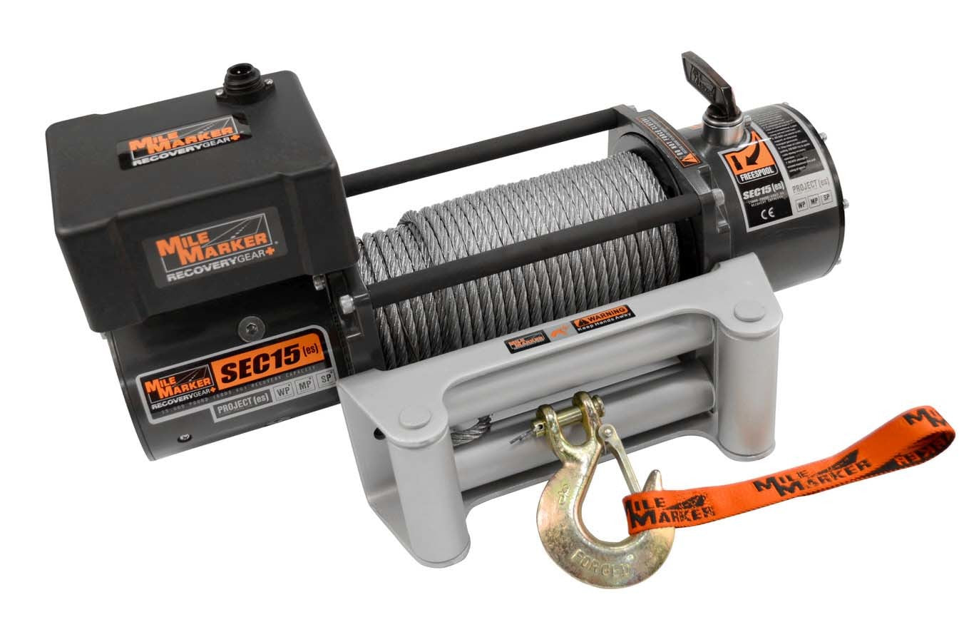 Mile Marker 76-50260W 15000 lb Winch with Roller Fairlead and 12-Foot Remote