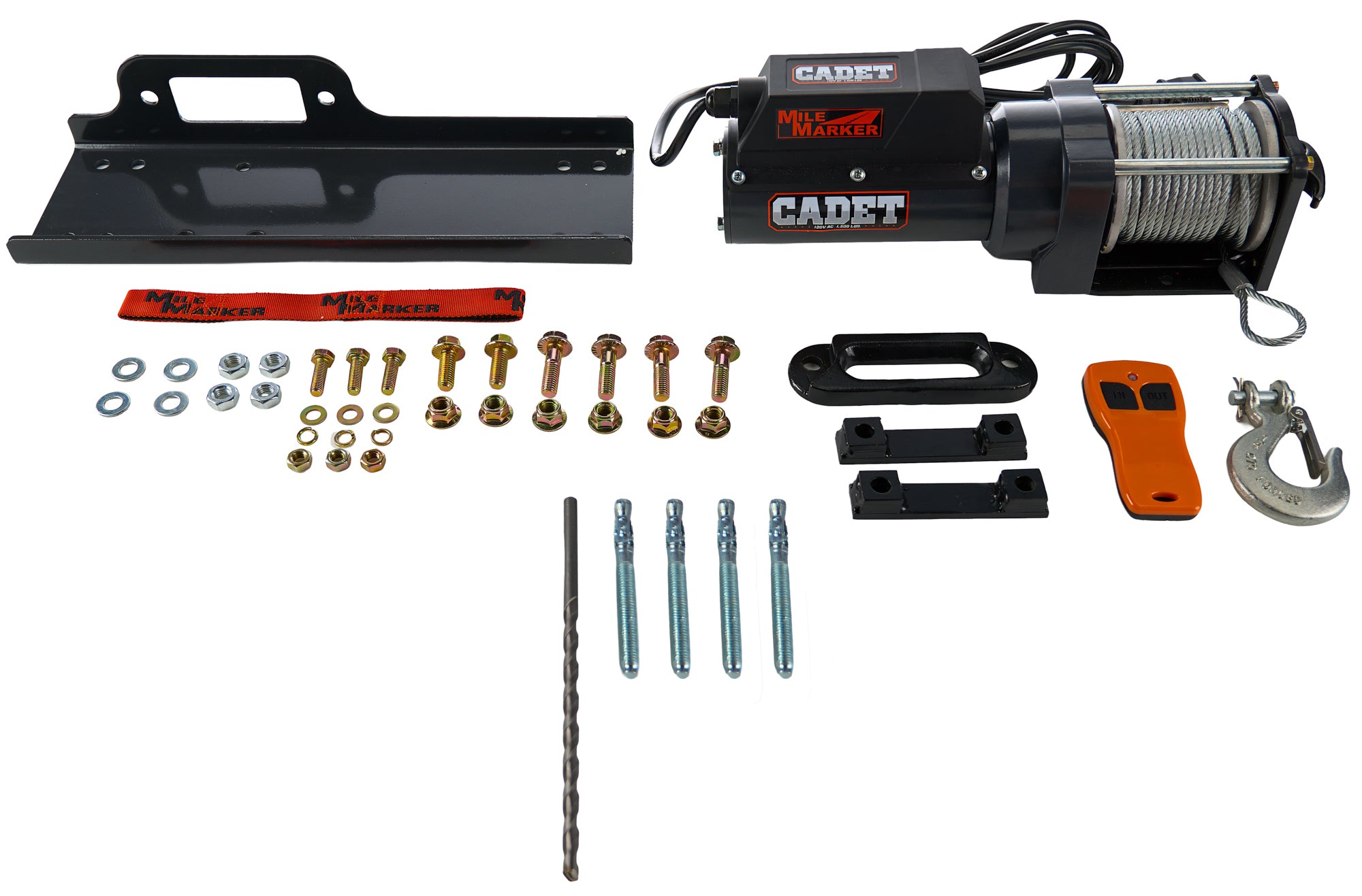 Mile Marker 7612015 Electric Winch 1500 lbs Capacity with Wireless Remote and Steel Cable
