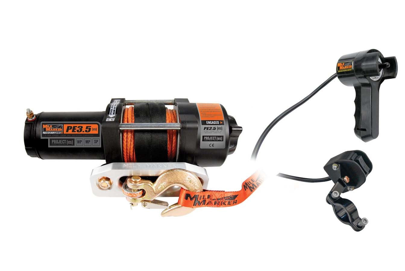 Mile Marker 77-53112BW ES-Series 3500 lb Winch with Hawse Fairlead and 12 ft Remote