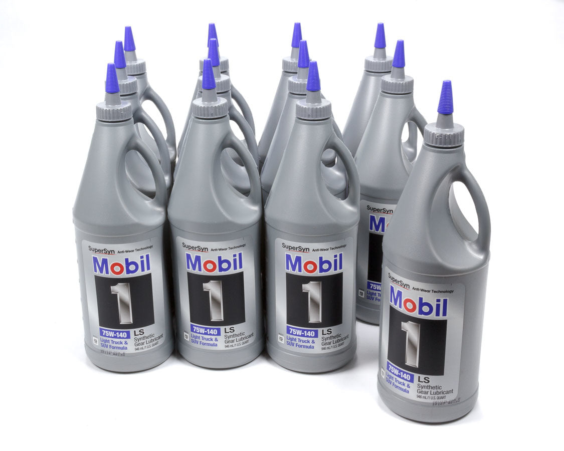 Mobil 1 102490 Synthetic Gear Oil 75W140 with Limited Slip Additive, 1 Quart Bottle, Pack of 12