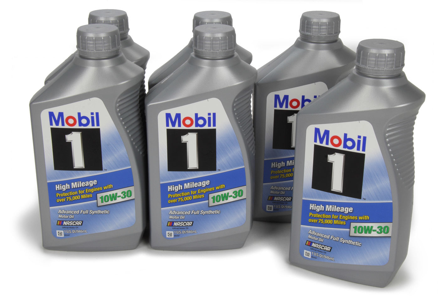 Mobil 1 103535 High Mileage 10W-30 Synthetic Motor Oil, 1 Quart Bottles, Set of 6