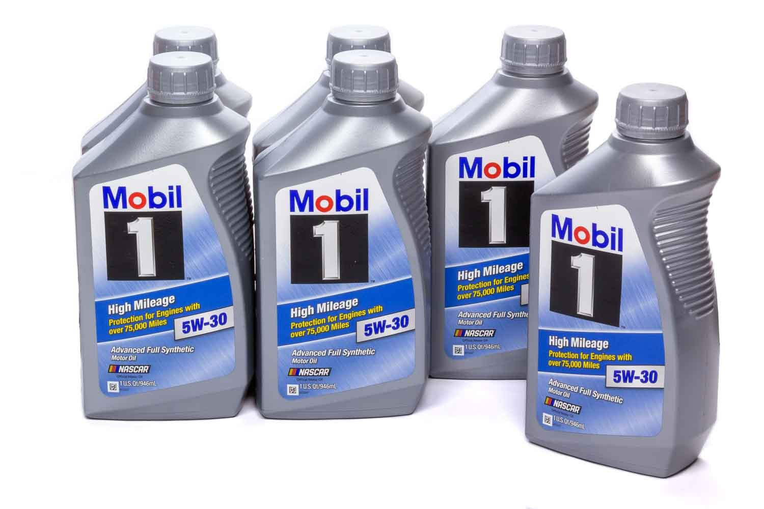 Mobil 1 103767 High Mileage Synthetic 5W-30 Motor Oil, 1 Quart Bottles, Set of 6