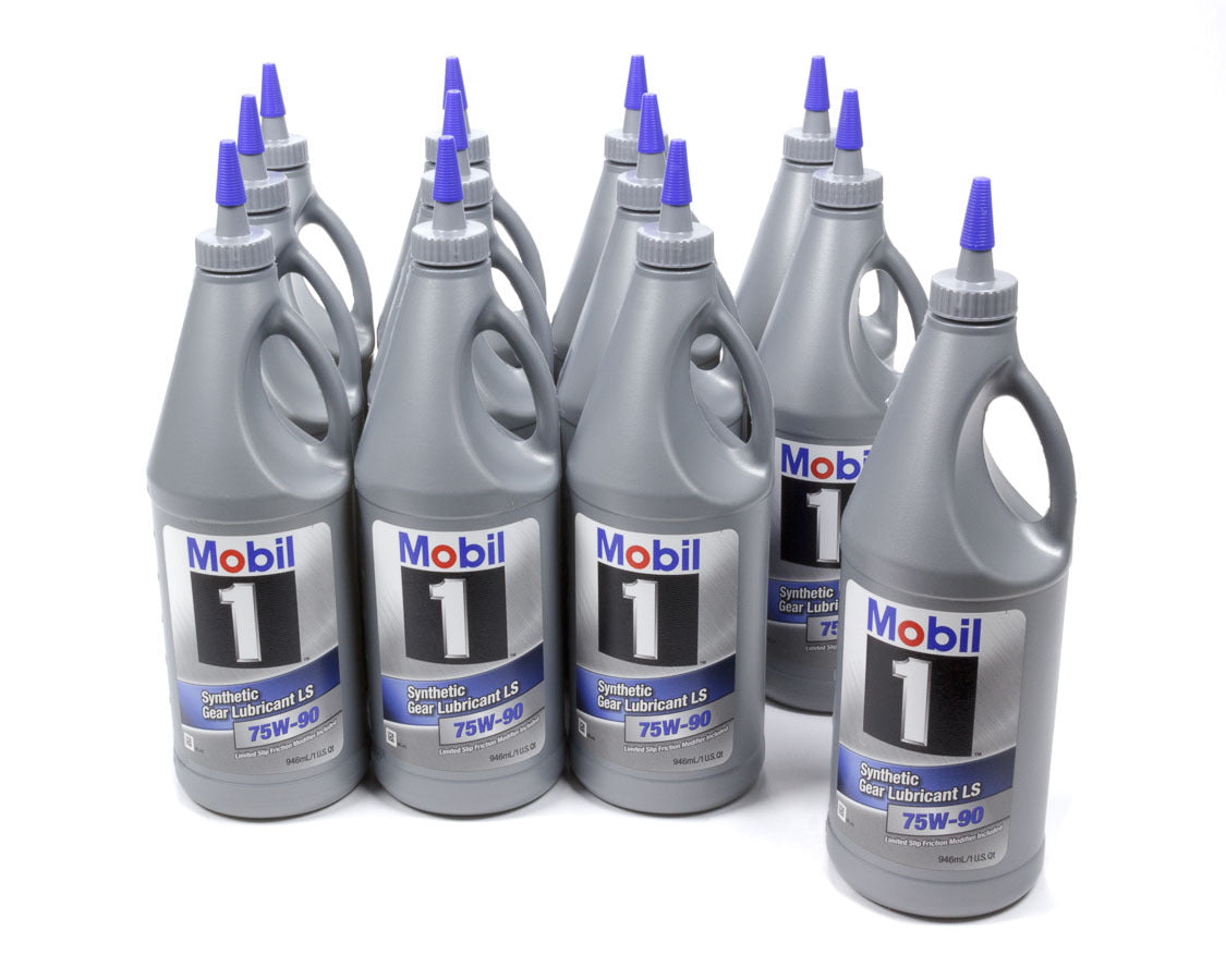 Mobil 1 104361 Synthetic Gear Oil 75W90 with Limited Slip Additive, 1 Quart Bottle, Set of 12