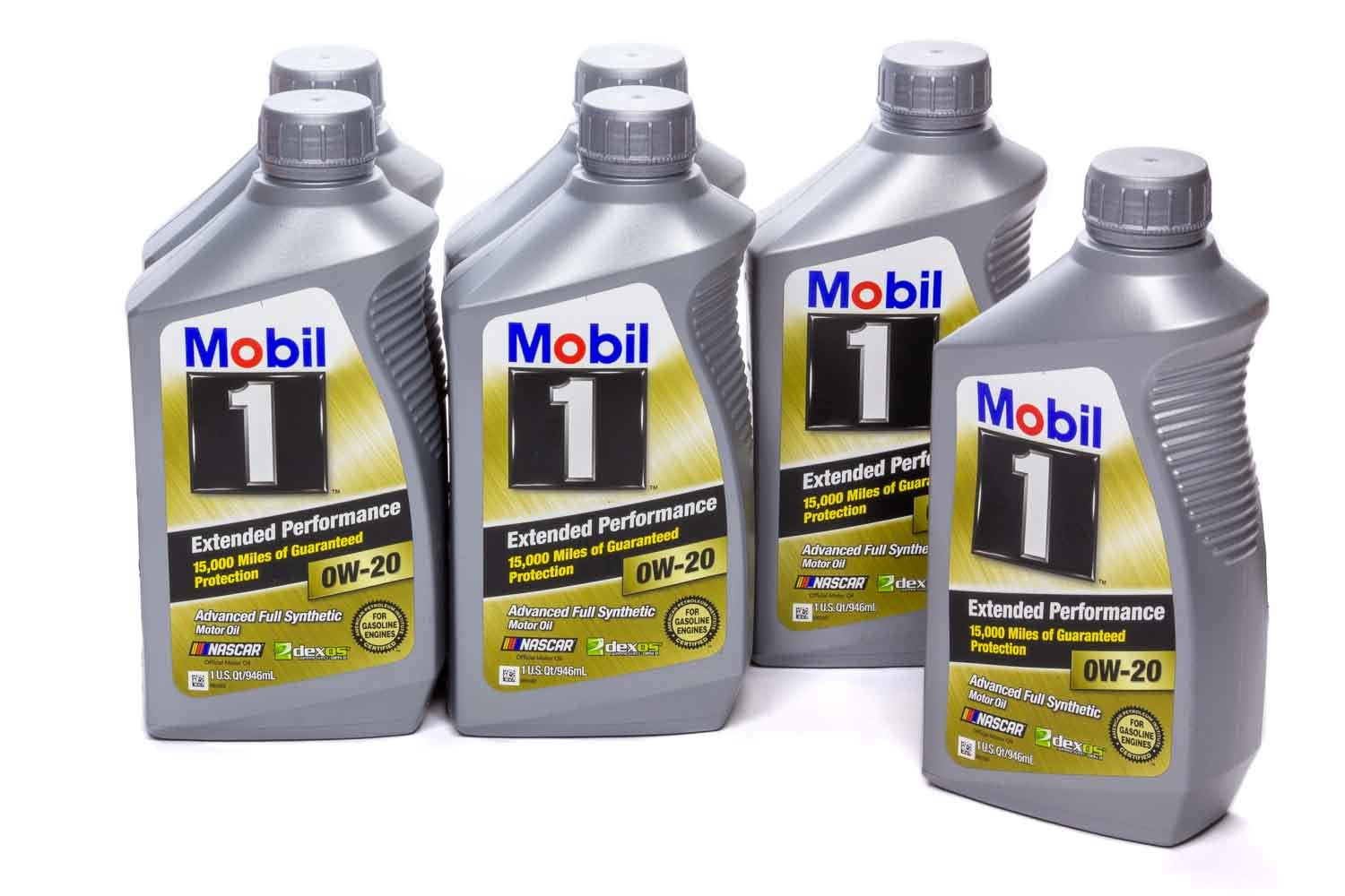 Mobil 1 120926 Extended Performance 0W-20 Synthetic Motor Oil, 1 Quart Bottles, Set of Six