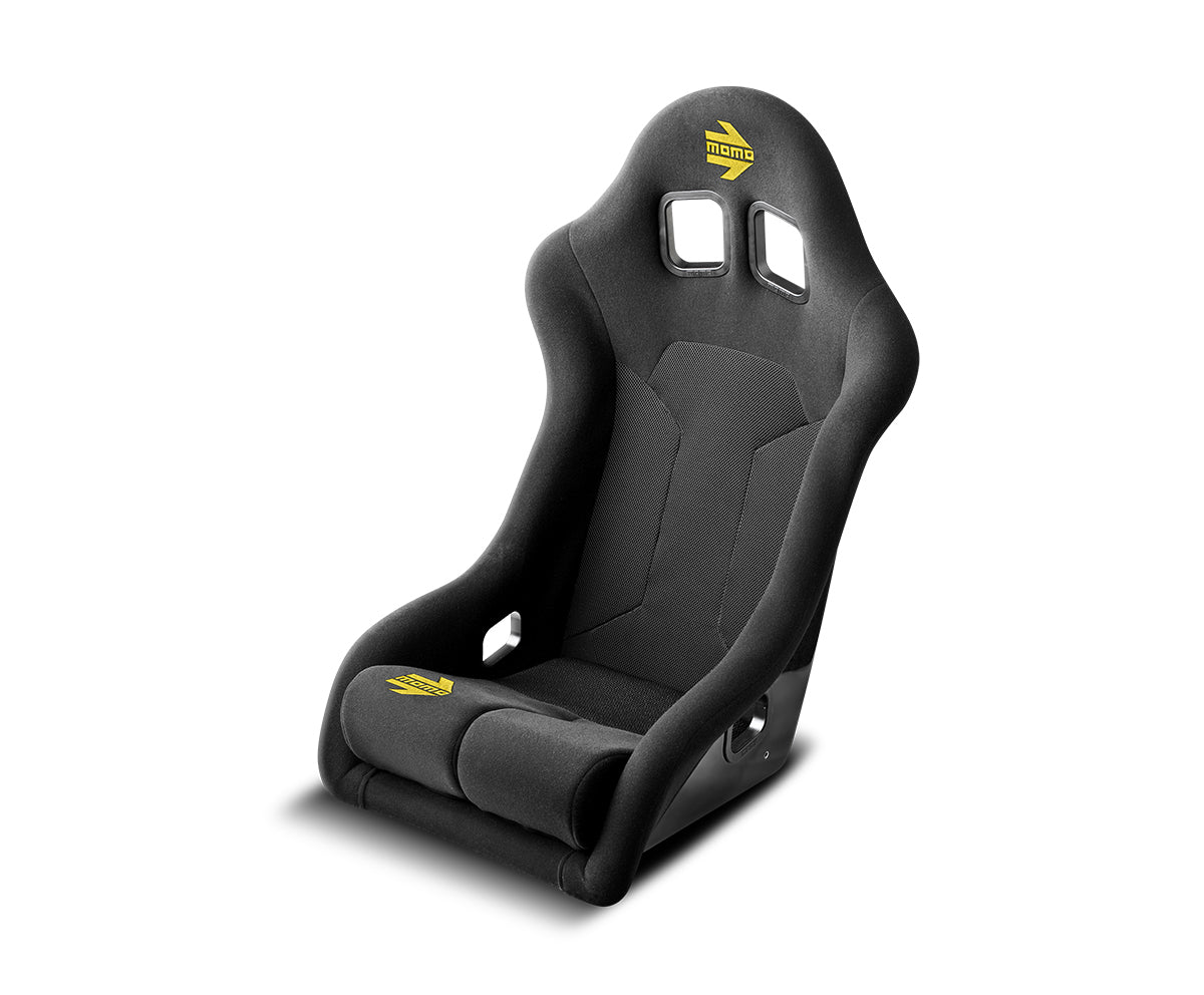 MOMO Automotive Accessories Supercup Racing Seat XL with Side Bolsters and Harness Openings in Black Fiberglass Composite