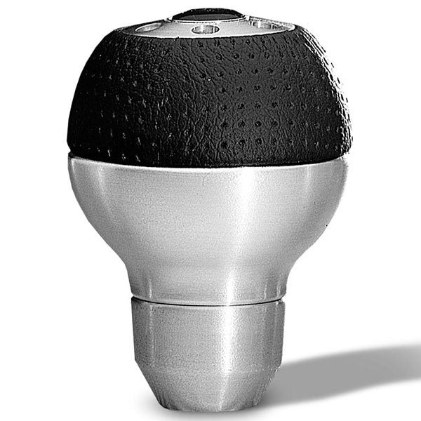 MOMO Automotive Accessories ALUAIR Race AirLeather Shift Knob with Aluminum Finish and Black Leather Wrap