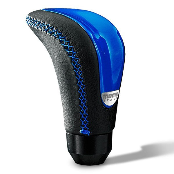 MOMO Automotive Accessories CTEBLU Combat EVO Shift Knob with Leather and Blue Insert, Aluminum, Set Screw Attachment
