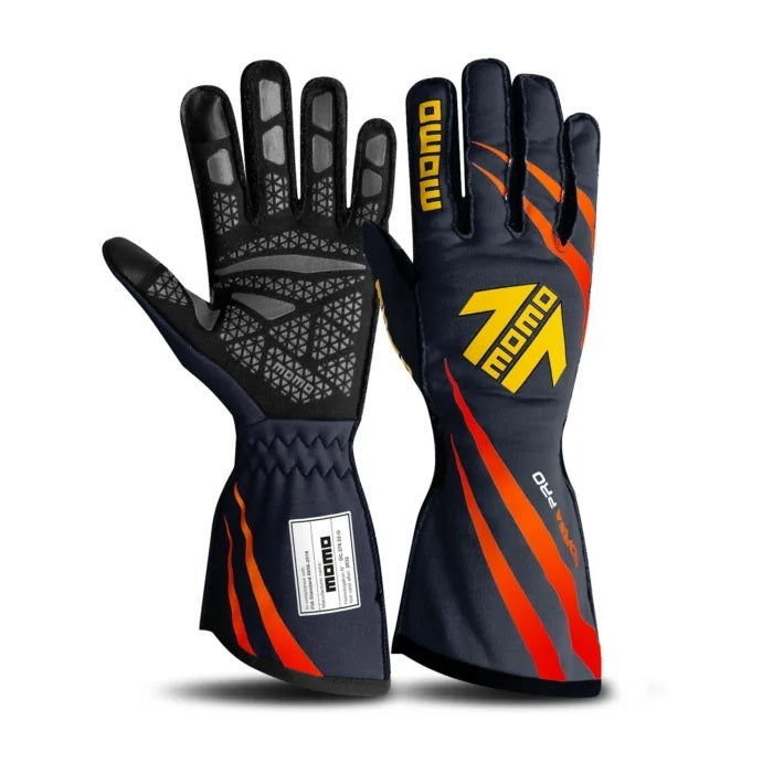 MOMO Automotive Accessories GUCORPRONVY11 Corsa Pro FIA Approved Driving Gloves Large Navy Blue with Fluorescent Orange Accents
