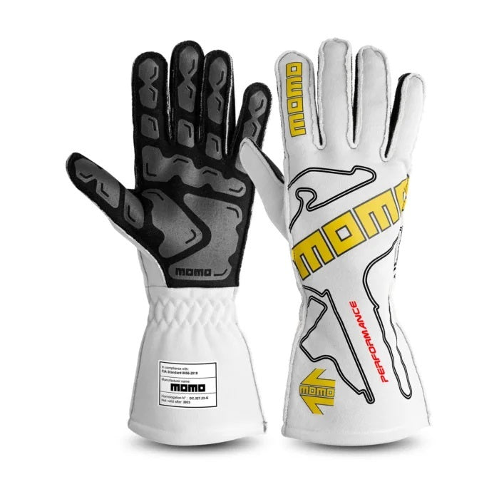 MOMO Automotive Accessories GUPERFOWHT10 Performance FIA Approved Driving Gloves White Medium