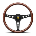 MOMO Automotive Accessories Indy 3 Steering Wheel 350mm Diameter Mahogany Wood Grip with Aluminum Black Anodized Finish