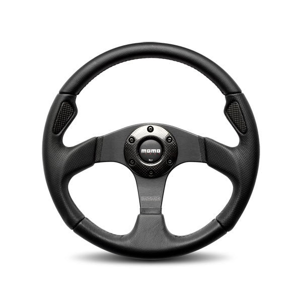 MOMO Automotive Accessories JET35BK0B Jet 350mm Diameter Leather and Aluminum Steering Wheel
