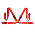 MOMO Automotive Accessories M040303RD Corsa 4-Point Camlock Harness, Red, FIA Approved, Pull-Down Adjust, Clip-In Design