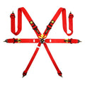 MOMO Automotive Accessories M060303RD Corsa 6-Point FIA Approved Harness with Camlock and Pull-Down Adjustment, Red Clip-In
