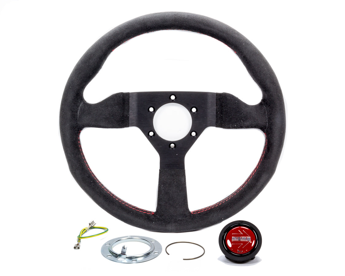 MOMO Automotive Accessories MCL32AL3B Monte Carlo Alcantara Steering Wheel, 320mm Diameter, Black Alcantara Grip, Aluminum Construction