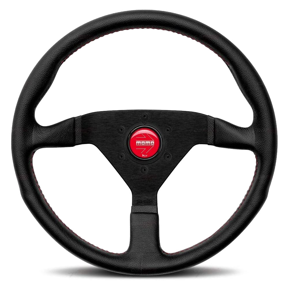 MOMO Automotive Accessories MCL32BK3B Monte Carlo 320mm Diameter Steering Wheel with Black Leather Grip and Aluminum Finish
