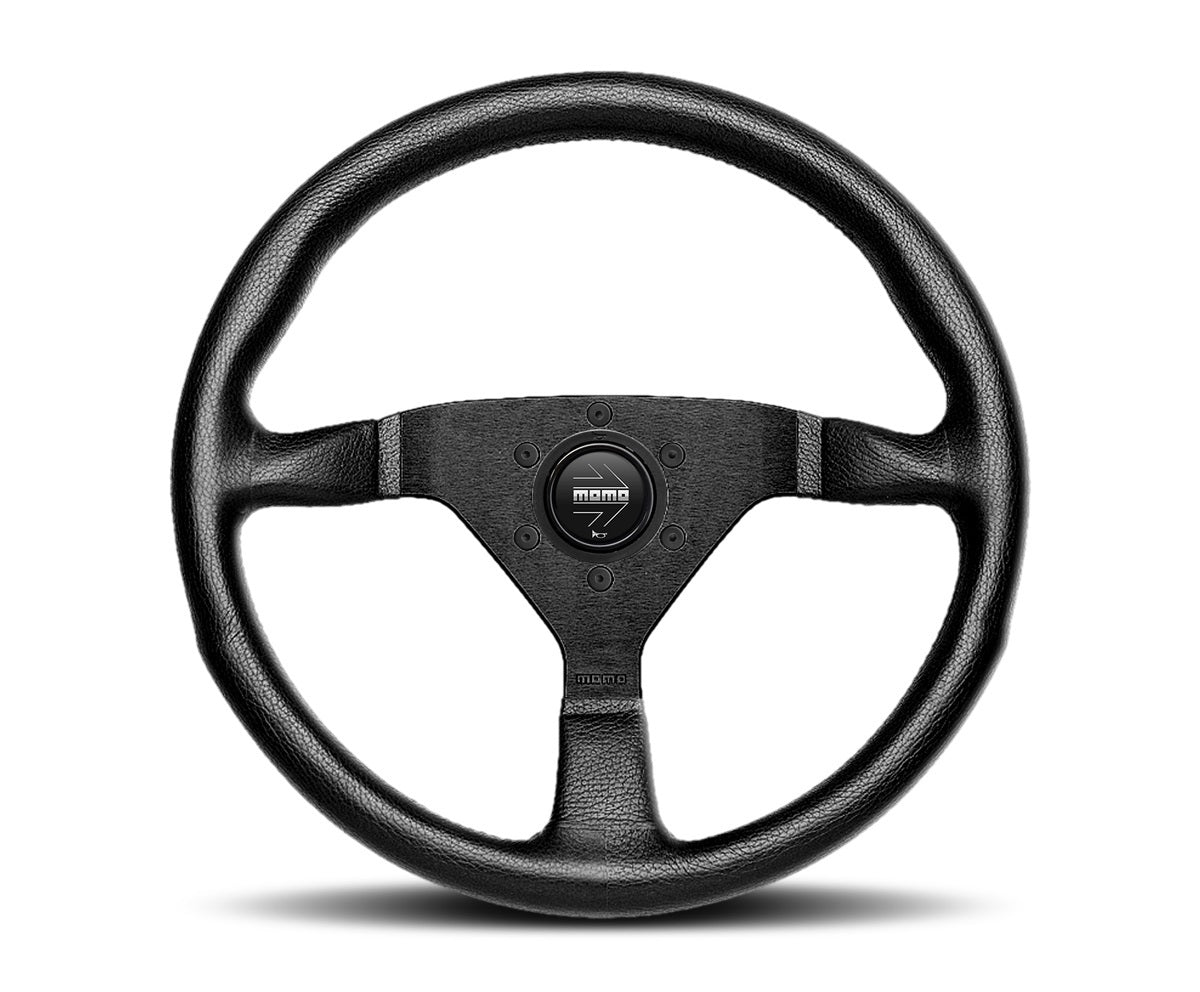 MOMO Automotive Accessories MCL35AL1B Monte Carlo Alcantara Steering Wheel 350mm Diameter, Black Aluminum 3-Spoke Design