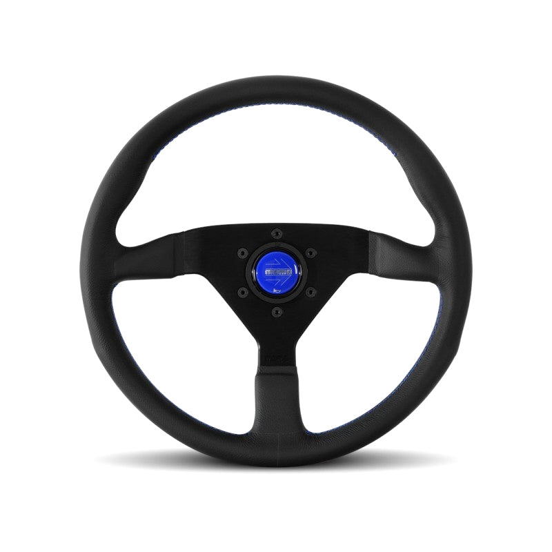 MOMO Automotive Accessories MCL35BK6B Monte Carlo 350mm Leather Steering Wheel with Black Anodized Aluminum Spokes