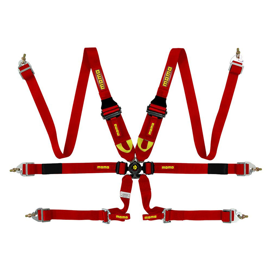MOMO Automotive Accessories MO1255120001 Corsa 6-Point FIA Approved Racing Harness with Camlock Buckles, Red