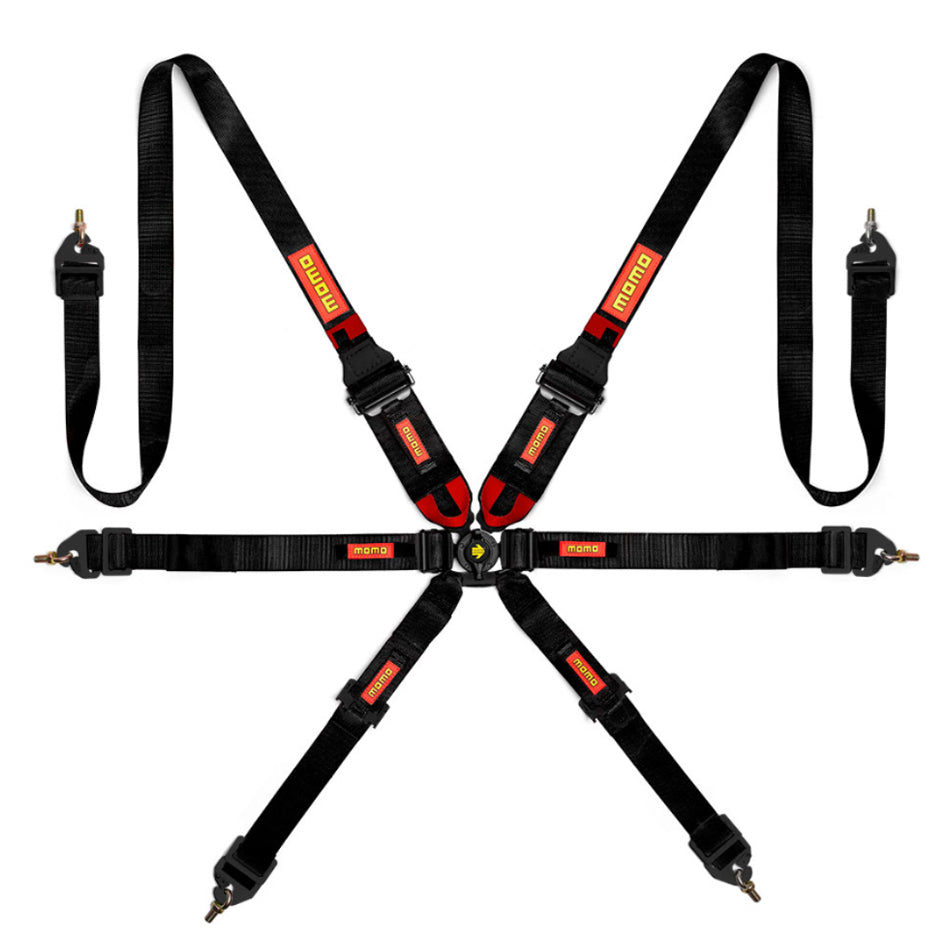 MOMO Automotive Accessories MO1255120002 Corsa 6-Point Harness with 3x3x2 Black Clip-In Camlock FIA Approved