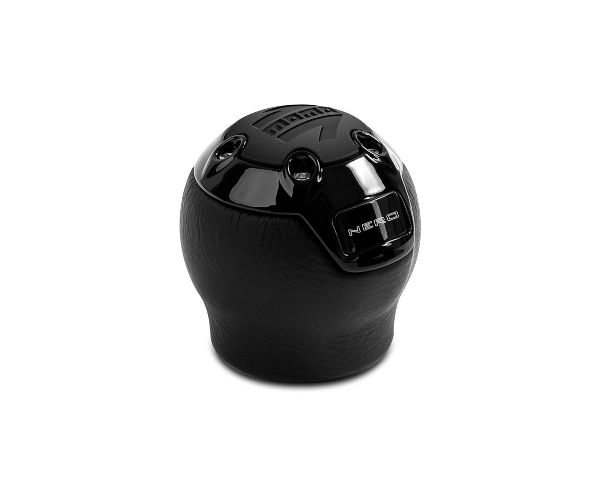 MOMO Automotive Accessories NERBK1-R Nero Leather Reverse Shift Knob with Aluminum Base and Set Screw Attachment