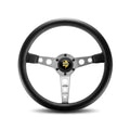 MOMO Automotive Accessories PRO35BK0S Prototipo Steering Wheel with Leather Grip and Brushed Aluminum Spokes