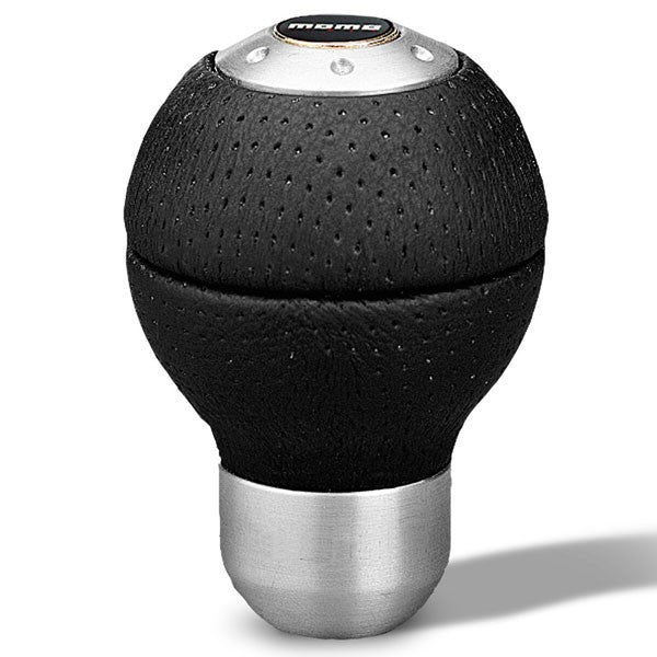 MOMO Automotive Accessories Race Airleather Shift Knob with Aluminum Body and Black Leather Finish