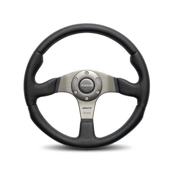MOMO Automotive Accessories RCE32BK1B Race 320mm Leather and Aluminum Steering Wheel