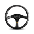 MOMO Automotive Accessories TUN35BK0B Tuner Steering Wheel with Black Leather Grip, 350 mm Diameter, 37 mm Dish, 3-Spoke Design, Aluminum and Black Anodized Finish