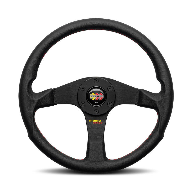 MOMO Automotive Accessories VMCO2BLK351PR Corse 2.0 Steering Wheel, 350mm Diameter, Black Leather Grip, Aluminum, Black Anodized Finish