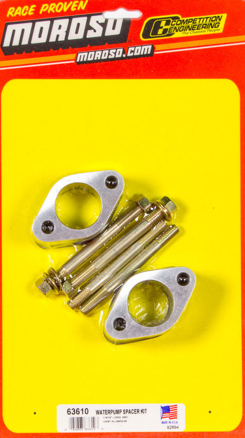 MOROSO Water Pump Spacer 1 9/16 Inch Thick for Big Block Chevy Engines with Bolts and Gaskets Included