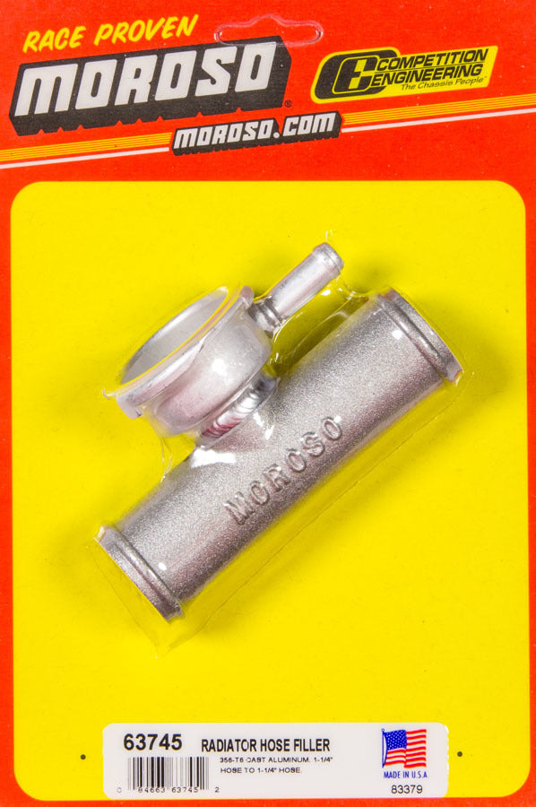 MOROSO 63745 Radiator Hose Filler with 1-1/4 Inch Hose Mount, Aluminum Natural Finish