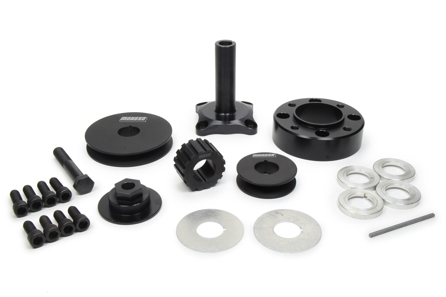 MOROSO 63847 Crank Mandrel Drive Kit for Big Block Ford, 3.5-Inch Length with Gilmer and V-Belt Pulleys