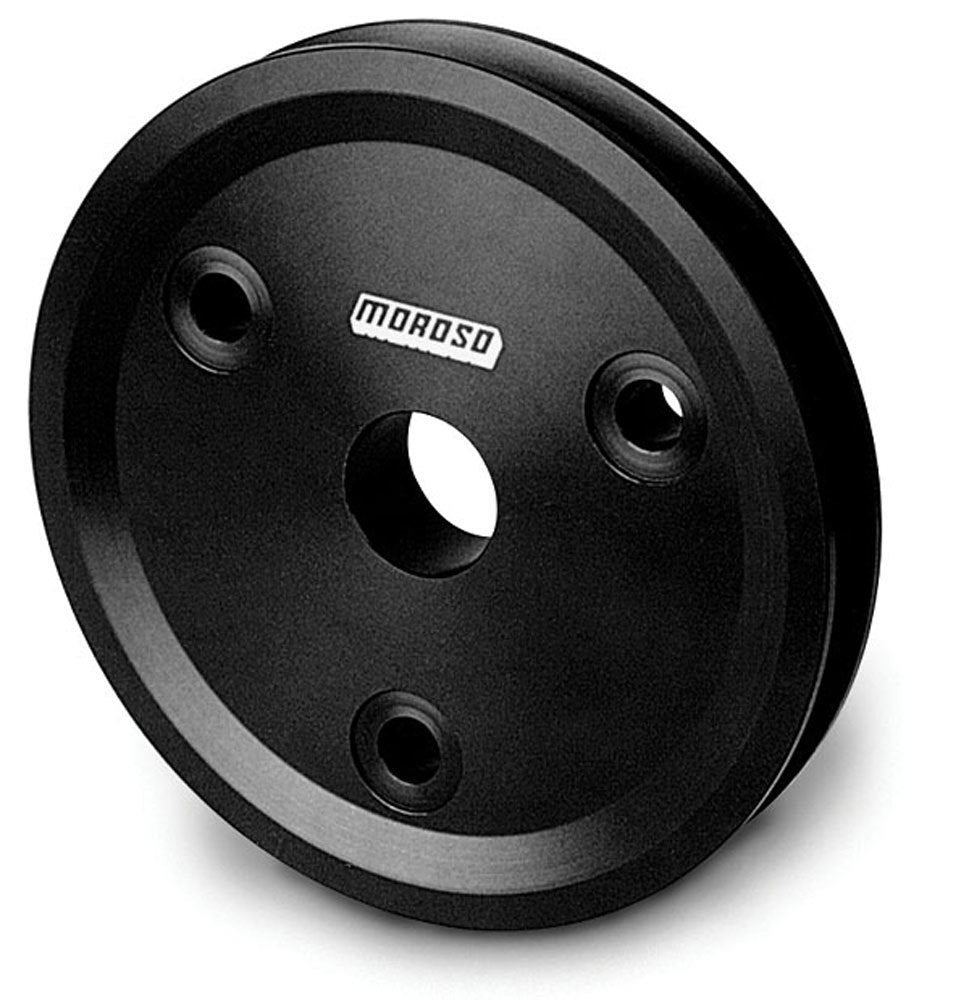 MOROSO SBC Billet Crank Pulley with 1 Groove, 5.25 Inch Diameter, Underdrive Aluminum Black Anodized for Small Block Chevy