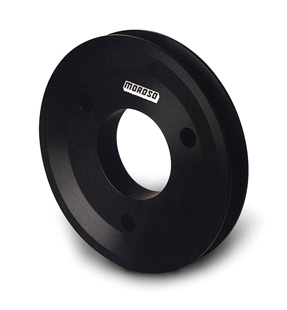 MOROSO BBC Billet Crankshaft Pulley 64201 with 1 Groove, 5.25 Inch Diameter, Underdrive Aluminum Black Anodized Short Water Pump