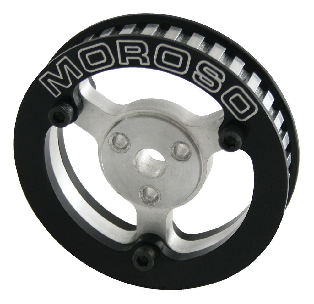 MOROSO 64888 Vacuum Pump Pulley with Gilmer Belt, 36 Teeth, 1/2 Inch Wide, Aluminum, Black/Silver Anodized, Universal Fit