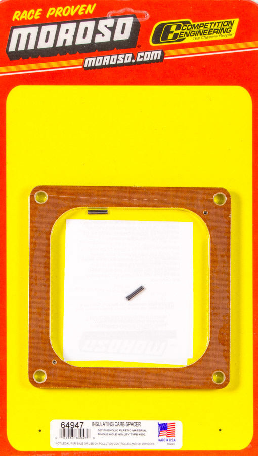 MOROSO 64947 Phenolic Carburetor Spacer, 0.5 Inch Thickness, Open Design, Dominator Flange, Natural Finish