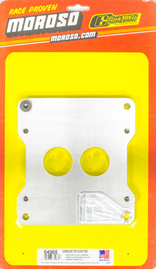 MOROSO 64965 Carburetor Adapter for Holley 2-Barrel to Square Bore, 1-1/2 Inch Bore, Aluminum, Natural Finish