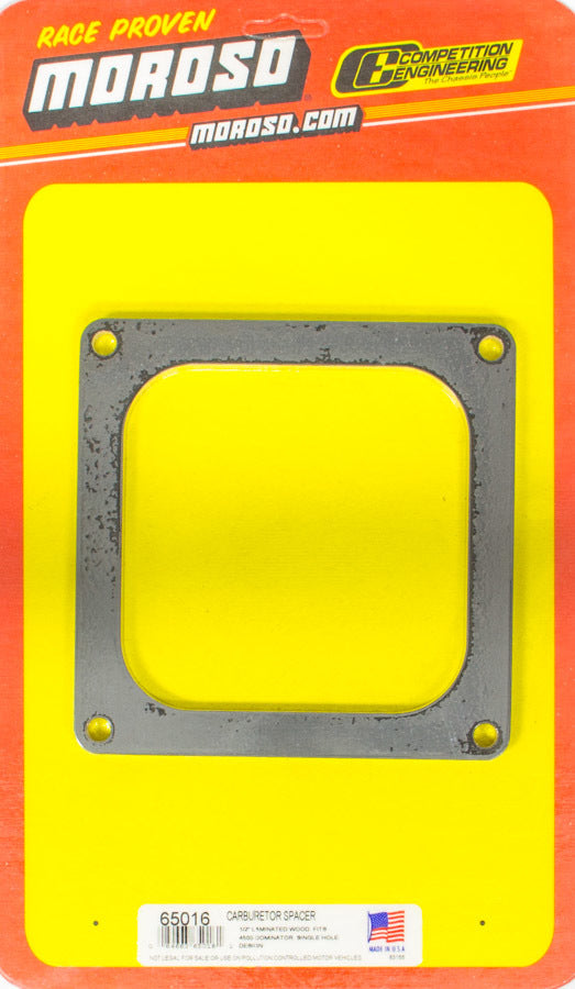MOROSO 65016 1/2 Inch Wood Carburetor Spacer with Open Dominator Flange