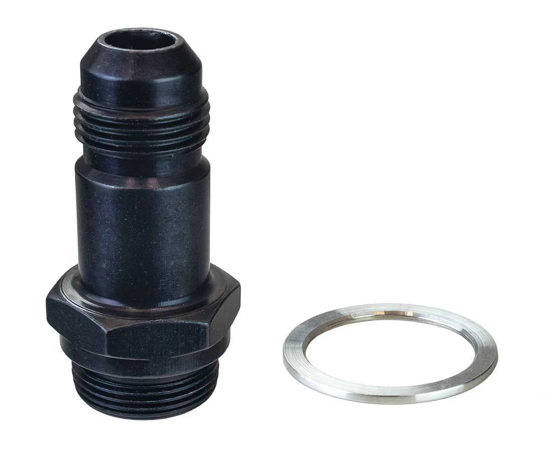 MOROSO 65149 Fuel Inlet Fitting, 8 AN Male to 7/8-20 in UNF Male, Aluminum, Black Anodized