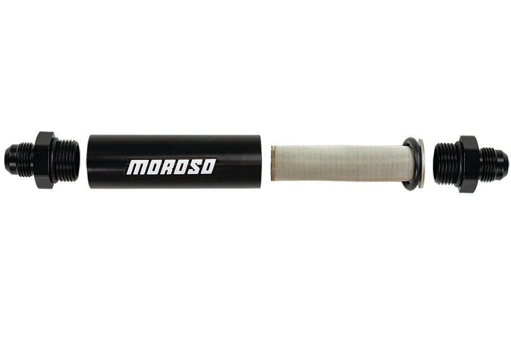MOROSO 65234 Inline Fuel Filter with 40 Micron Stainless Element and 10 AN Male O-Ring Fittings