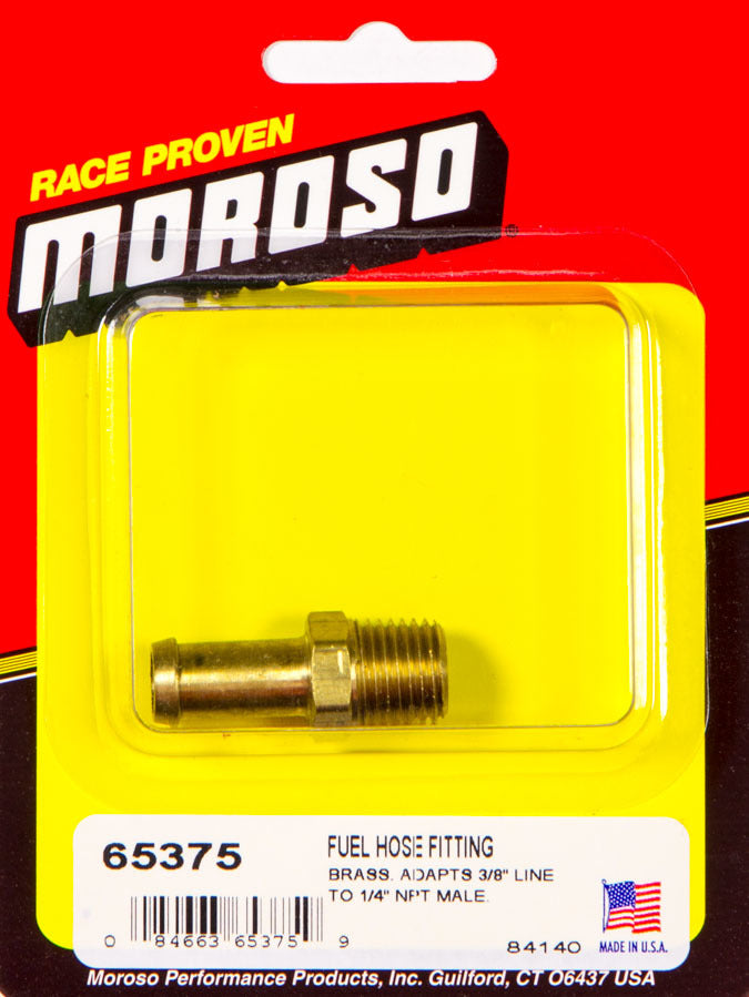 MOROSO 65375 Brass Fuel Fitting, 1/4 Inch NPT Male to 3/8 Inch Hose Barb Adapter