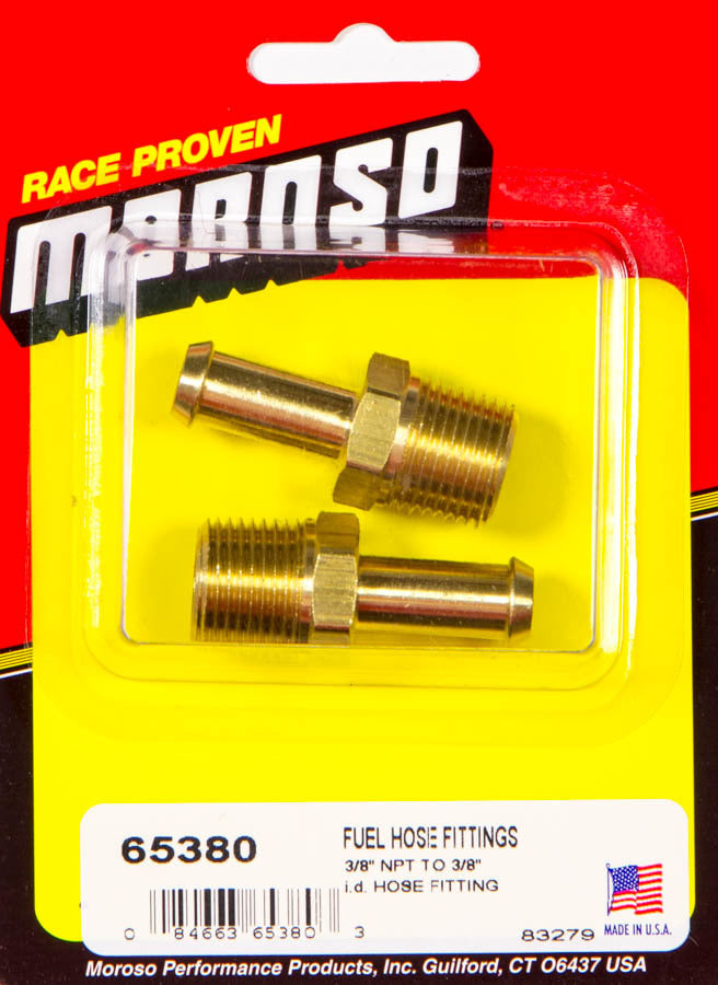 MOROSO 65380 Brass Fuel Fitting, 3/8 Inch NPT Male to 3/8 Inch Hose Barb Adapter