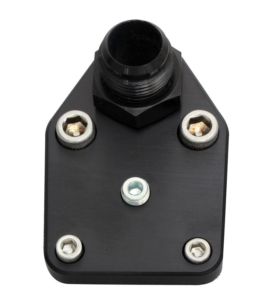 MOROSO SBC Fuel Pump Blockoff Plate with 1/8 Inch NPT Female Port and 12 AN Male Fitting
