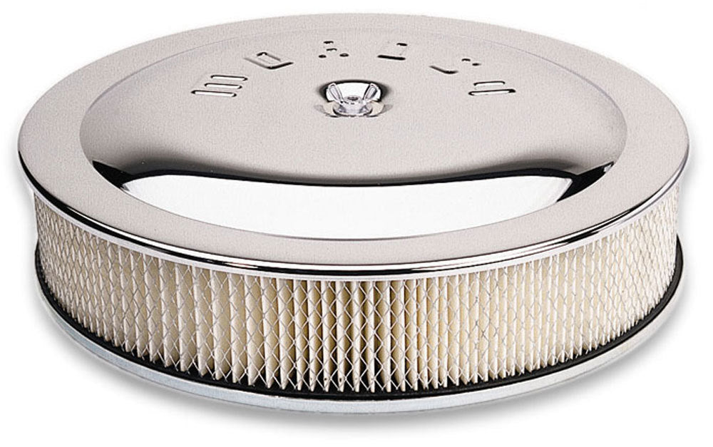 MOROSO 65911 14-Inch Flat Bottom Air Cleaner Assembly with Chrome Finish